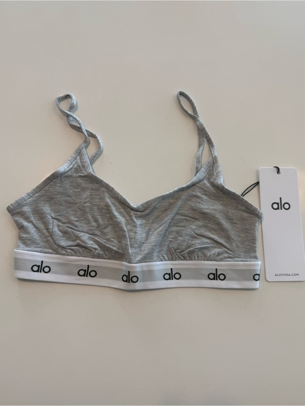 ALO Yoga Grey Logo Stretch Bralette